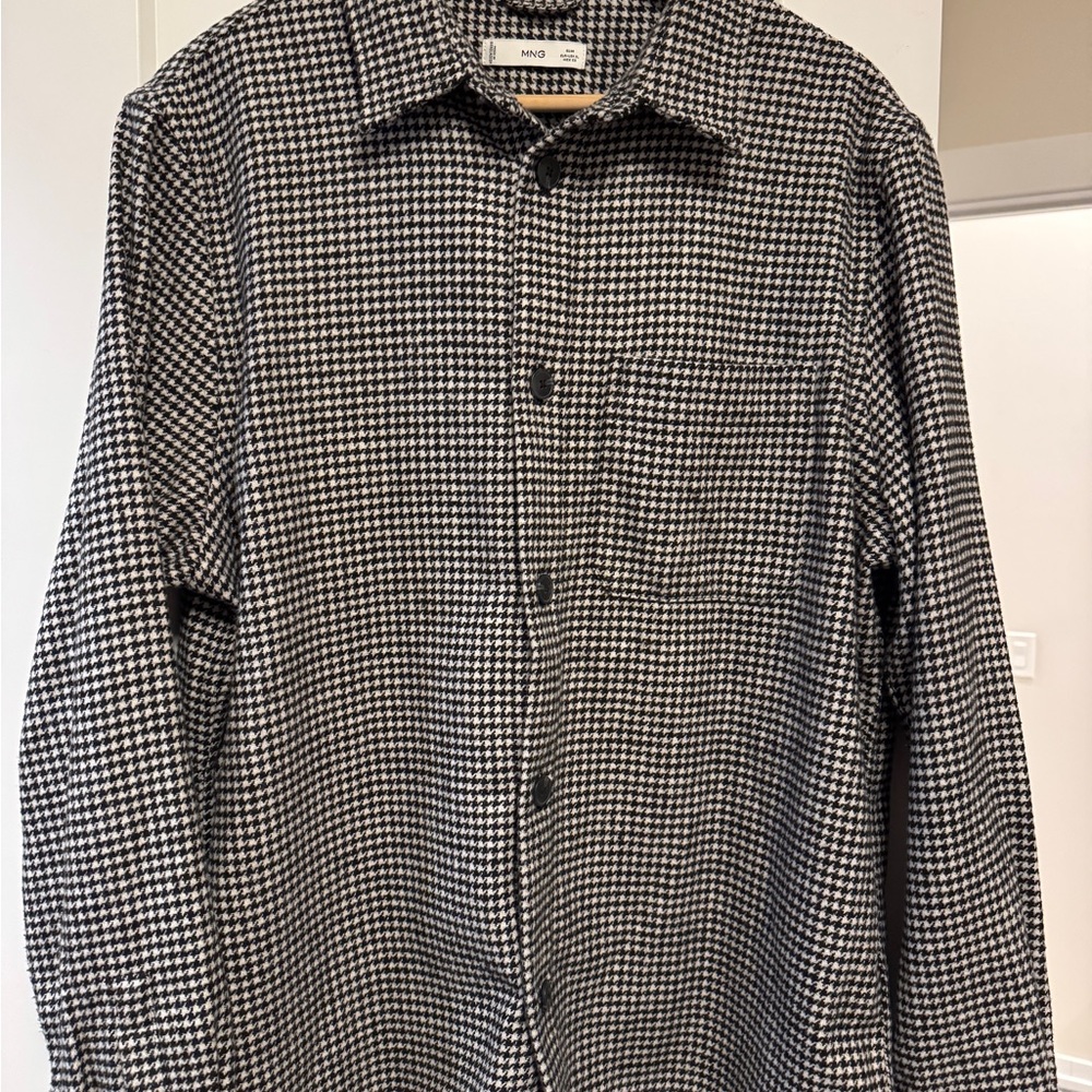 Mango black and white Houndstooth Men's Textured XL Shirt